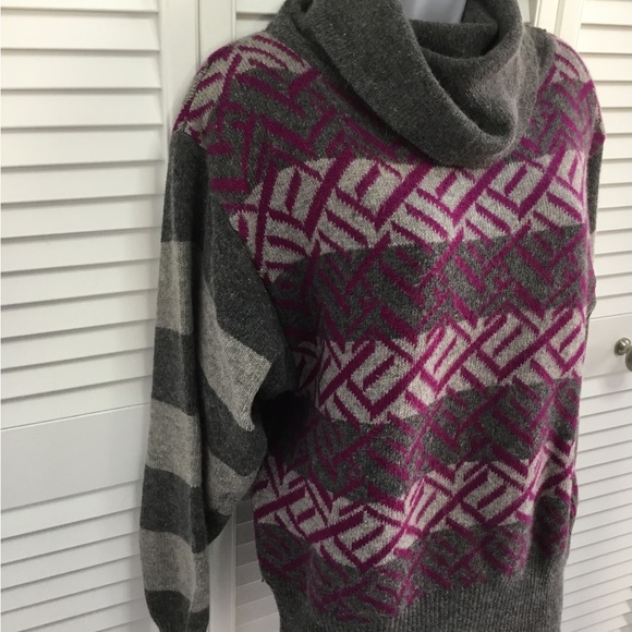 Vintage Christian Dior LambsWool, Angora & Rabbit Hair Cowl Neck Sweater Size M - Picture 2 of 5